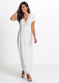 bonprix Maxikleid aus flie&szlig;ender Viskose, wei&szlig;, Gr.52, Traumhaftes Sommerkleid mit geh&auml;kelter Spitze, aus Viskose