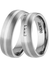 Trauring DOOSTI "Schmuck Geschenk Silber 925 Ehering Partnerring LIEBE" Fingerringe Gr. 56, mit Zirkonia, Titan-Silber 925 (Sterlingsilber), 6mm, silberfarben (titanfarben, silberfarben, kristallweiß) Made in Germany - wahlweise mit oder ohne Zirkonia