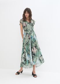 bonprix Jumpsuit mit Chiffon-&Uuml;berwurf, gr&uuml;n, Gr.50, Jersey-Overall mit flie&szlig;endem Chiffon-&Uuml;berwurf