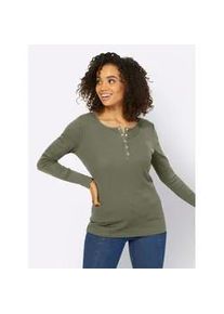 Langarmshirt Heine "Shirt" Gr. 42, grün (khaki) Damen Shirts