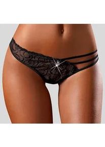 String Lascana Gr. 40/42, schwarz Damen Unterhosen mit aufregender Stickerei, sexy Dessous, Reizwäsche