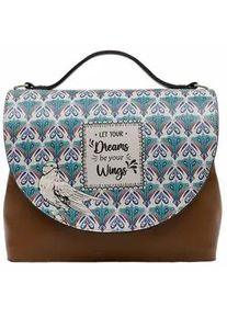 Henkeltasche DOGO "Damen Handy Let Your Dreams Be Wings Vegan Damen Handtasche" Gr. B/H/T: 31cm x 24cm x 12cm OneSize, braun Damen Taschen Vegan