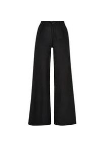 Stoffhose Urban Classics "Urban Classics Damen Ladies High Linen Mixed Wide Leg Pants" Gr. 27, Normalgrößen, schwarz Damen Hosen