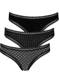 String Lascana Gr. 32/34, schwarz Damen Unterhosen aus elastischer Baumwolle mit weicher Spitze