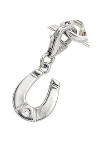 Charm-Einhänger Jobo "Hufeisen" Charms silberfarben (silber 925) Damen 925 Silber mit Zirkonia