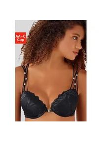 Push-up-BH Nuance Gr. 80, Cup C, schwarz Damen BHs Schalen-BH Push-up-BH BH Spitzenwäsche Spitzen-BH mit Trägern in Bänderoptik und Metallperlen im Antiklook, sexy Dessous