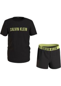 Pyjama Calvin Klein Underwear "KNIT PJ SET (SS+SHORT)" Gr. 164/170, schwarz (pvhblack, w, pvhblack) Kinder Homewear-Sets Pyjamas bis 16 Jahren