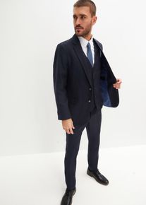 bonprix Anzug (4-tlg.Set) mit Weste und Krawatte Slim Fit, blau, Gr.62, Modischer 4-tlg Anzug bestehend aus Sakko, Hose, Weste, Krawatte und Einstecktuch