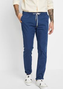 bonprix Slim Fit Stretch-Schlupfhose Straight, blau, Gr.54, Angesagte Joggpants mit drei Taschen und tollen Lederimitat-Details, maschinenwaschbar, 98% Baumwolle