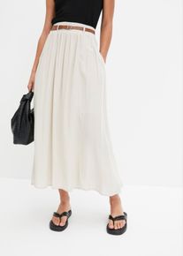 bonprix Maxirock mit G&uuml;rtel (2-tlg.Set), beige, Gr.50, Wundersch&ouml;ner Maxirock mit G&uuml;rtel und Eingrifftaschen, aus Viskose