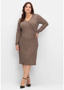 sheego by Joe Browns Große Größen Jerseykleid in Wickeloptik, mit Grafikprint Gr. 52 beige von sheego für Damen