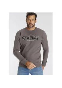 H.I.S. Sweater H.I.S Gr. XXXL (64/66), grau (dunkel grau) Herren Sweatshirts Langarm, lockere Passform, bestickte Optik, Rundhalsausschnitt