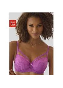 Schalen-BH Lascana Gr. 70, Cup C, lila Damen BHs mit modischer Zick-Zack-Spitze im Balconnet-Schnitt, Dessous