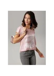 Shirtbluse Laura Scott Gr. 40, rosa (rosa, weiß) Damen Blusen aus Satin mit dezentem Aufdruck