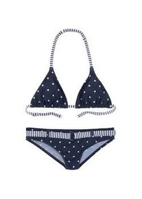 Triangel-Bikini s.Oliver "Audrey Kids" Gr. 134/140, N-Gr, blau (marine-weiß) Kinder Bikini-Sets im Punkte-Streifen-Mix