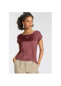 Shirtbluse Laura Scott Gr. 40, braun (kirschbraun) Damen Blusen aus Satin und Jersey