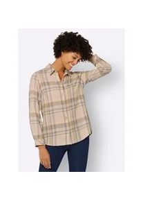 Flanellbluse Casual Looks Gr. 46, braun (camel, steingrau, kariert) Damen Blusen