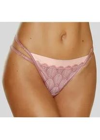 String Lascana "Belinda" Gr. 40/42, bunt (rosa-pfirsich) Damen Unterhosen aus schöner Satinware kombiniert mit Spitze