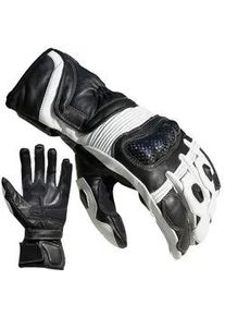 Motorradhandschuhe PROANTI Handschuhe Gr. L, schwarz-weiß (weiß-schwarz) Racing, aus Leder