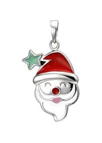 Ketten-Anhänger Jobo "Anhänger Weihnachtsmann-Kopf" Schmuckanhänger Gr. Silber 925 (Sterlingsilber), rot Damen 925 Silber