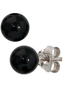 Paar Ohrstecker Jobo Ohrringe Gr. Silber 925 (Sterlingsilber), silberfarben (silber 925) Damen rund 925 Silber mit Onyx