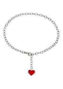 Fußkette mit Anhänger Firetti "Schmuck Geschenk Silber 925 Körperschmuck Ankerkette" Fußkettchen Gr. Silber 925 (Sterlingsilber), bunt (silberfarben, rot) mit Lack