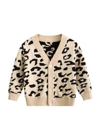 Sunshine Kids Clothing Kinder Herbst Winter Pullover Cartoon Leopardenmuster Pullover V-Ausschnitt Langarm Jacke Baby Button-Down-Strickjacke