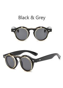 Roman Sunglasses Herren Vintage Steampunk-Brille, Unisex, Klassische Brille, Damen-Retro-Brille, Hochklappbare Runde Sonnenbrille