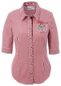 Marjo, Damen Trachtenbluse, Rot / Wei&szlig;