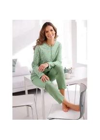 wäschepur Schlafanzug WÄSCHEPUR Gr. 48/50, grün (eucalyptus, ecru, bedruckt) Damen Homewear-Sets