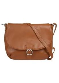 Umhängetasche Samantha Look Gr. B/H/T: 24cm x 16cm x 5cm onesize, braun (cognac) Damen Taschen echt Leder, Made in Italy