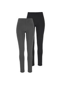 Leggings BOYSEN'S Gr. 50 (XL), N-Gr, grau (grau-melange + schwarz) Damen Hosen mit Baumwolle NEUE FARBE