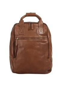 XZONE Laptoprucksack X-ZONE Gr. B/H/T: 40cm x 30cm x 10cm, braun (cognac) Rucksäcke echt Leder