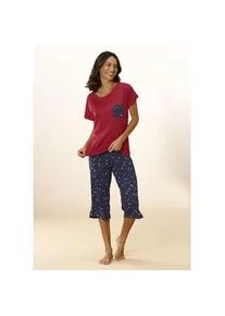 Capri-Pyjama Vivance DREAMS Gr. 36/38, rot (rot, navy) Damen Homewear-Sets mit niedlichem Herzen-Sterne-Druck