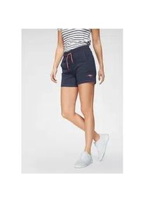 Sweatshorts Kangaroos Gr. 36 (S), N-Gr, blau (marine) Damen Hosen Shorts Strandshorts mit kontrastfarbener Kordel und kleinem Label-Print