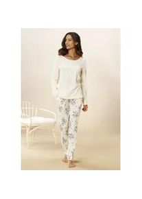 Pyjama Vivance DREAMS Gr. 52/54, beige Damen Homewear-Sets mit Hortensien Muster