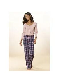 Pyjama Vivance DREAMS Gr. 32/34, bunt (hellrosa, navy) Damen Homewear-Sets mit Karo Muster