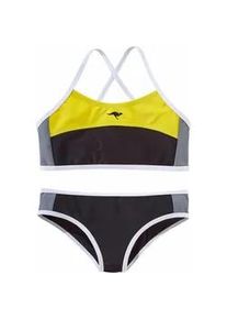 Bustier-Bikini Kangaroos Gr. 122/128, N-Gr, schwarz (schwarz-gelb) Kinder Bikini-Sets im sportlichen Look