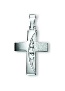 Ketten-Anhänger ONE ELEMENT "Zirkonia Kreuz Anhänger aus 925 Silber" Schmuckanhänger Gr. Damen, Silber 925 (Sterlingsilber), silberfarben (silber) Damen Silber Schmuck