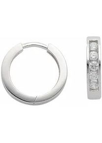 Paar Creolen ADELIA ́S "925 Silber Ohrringe mit Zirkonia Ø 14,1 mm" Gr. Damen, Silber 925 (Sterlingsilber), silberfarben (silber) Damen mit Zirkonia Silberschmuck für