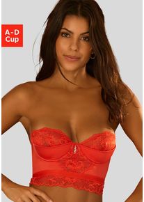 JETTE Corsage rot Gr. 70 Cup C für Damen. Mit Spitze, Bänder, Schmuckelemente, Ösen. Figurbetont. Nachhaltig.