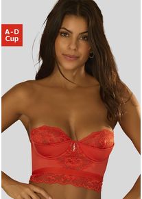 JETTE Corsage rot Gr. 70 Cup C für Damen. Mit Spitze, Bänder, Schmuckelemente, Ösen. Figurbetont. Nachhaltig.