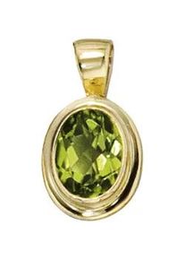 Ketten-Anhänger Jobo "Anhänger oval" Schmuckanhänger Gr. Gelbgold 585, gelb (gelbgold 585) Damen 585 Gold mit Peridot