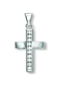 Ketten-Anhänger ONE ELEMENT "Zirkonia Kreuz Anhänger aus 925 Silber" Schmuckanhänger Gr. Silber 925 (Sterlingsilber), silberfarben (silber) Damen Silber Schmuck