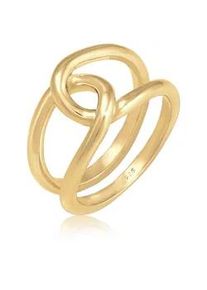 Fingerring Elli "Verdreht Schlaufe Trend Casual 925 Silb" Fingerringe Gr. 58mm, ohne Stein, Silber 925 (Sterlingsilber), goldfarben (gold) Damen