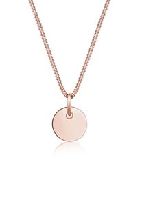 Elli Damen Kette mit Anhänger "Panzerkette mit Kreis Rund Plättchen 925 Silber", 55, Silber 925 (Sterlingsilber), L: 45cm, rosa, Silber 925