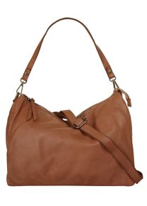 Samantha Look Damen Umhängetasche, braun, Leder, unifarben, leicht glänzend, Taschen, echt Leder, Made in Italy
