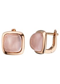 Jobo Damen Paar Creolen, Silber 925 (Sterlingsilber), rosa, Silber 925 (Sterlingsilber), Ohrringe, 925 Silber roségold vergoldet mit Glassteinen