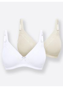 wäschepur WÄSCHEPUR Damen Bügelloser BH, Gr. 95, beige, 68% Baumwolle, 24% Polyamid, 8% Elasthan, Spitze:10% Elasthan, 90% Polyamid, BHs