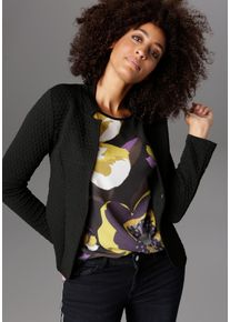 Damen Jackenblazer, schwarz, casual, Gr. 48, Aniston SELECTED, unifarben, Strukturmuster, Jersey, Obermaterial: 96% Polyester, 4% Elasthan, Blazer,